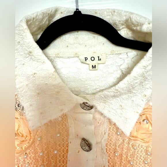 POL Elegant White and Cream Floral Button Down Shirt - Picture 14 of 14